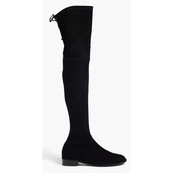 Stuart Weitzman Suede Over The Knee Boots Black Almond Toe Size 6.5 Pull On Styl - Picture 2 of 9